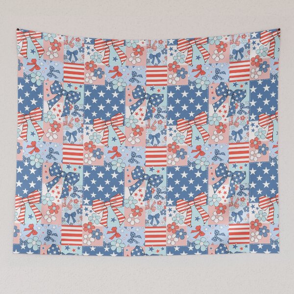 Item preview, Fourth of July Bow Floral Patchwork designed and sold by CreativeDraws42.