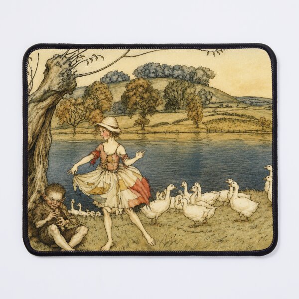 Item preview, Fairy Tale Wall Art, Vintage Arthur Rackham Illustration of Dancing Girl & Geese, Storybook Decor for Children designed and sold by RickE.