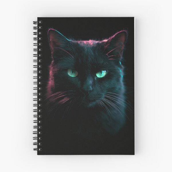 Item preview, Black Cat Neon Glow Green Eyes Dark Portrait designed and sold by FrostyFrisby.