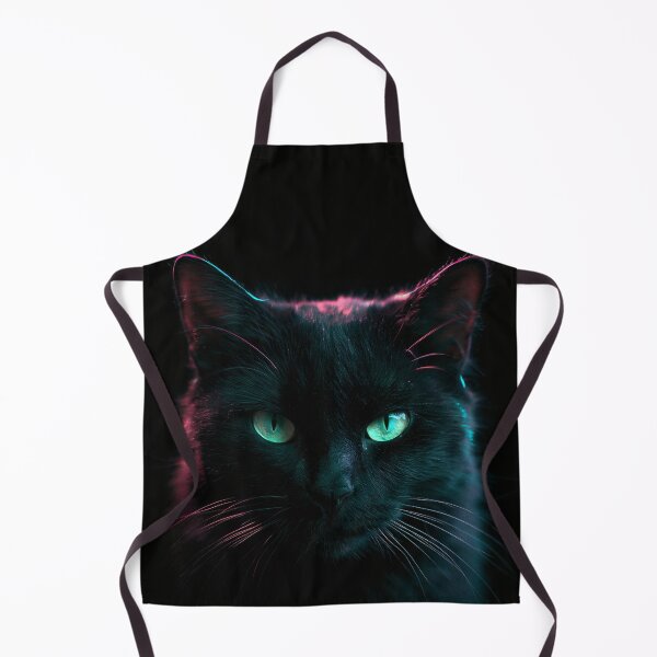Item preview, Black Cat Neon Glow Green Eyes Dark Portrait designed and sold by FrostyFrisby.