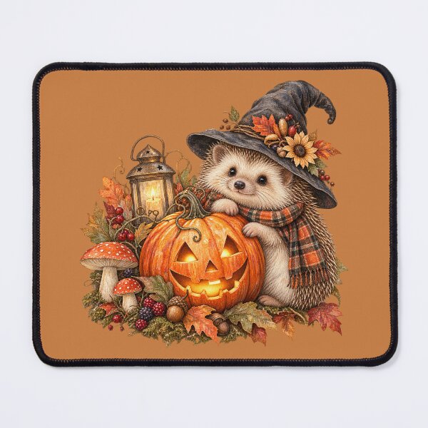 Item preview, Cottagecore Hedgehog & Pumpkin Watercolor Art – Cozy Halloween Woodland Print designed and sold by MagicMakerPh.