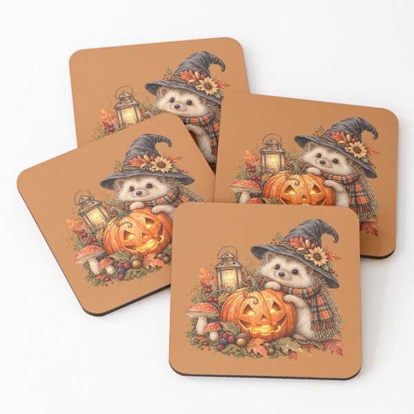 Item preview, Cottagecore Hedgehog & Pumpkin Watercolor Art – Cozy Halloween Woodland Print designed and sold by MagicMakerPh.