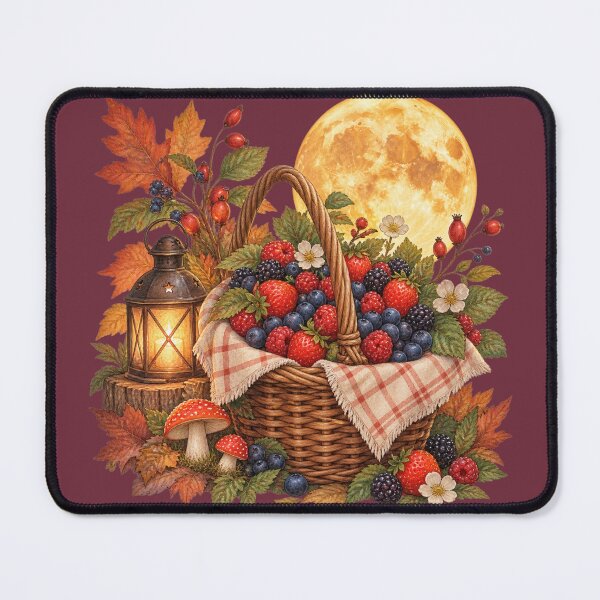 Item preview, Cottagecore Harvest Moon Berries Watercolor Art – Cozy Halloween Print designed and sold by MagicMakerPh.