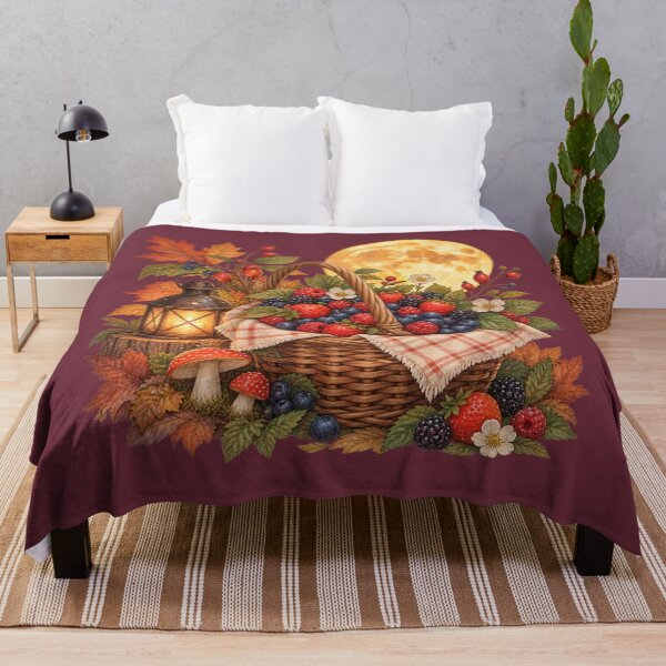 Item preview, Cottagecore Harvest Moon Berries Watercolor Art – Cozy Halloween Print designed and sold by MagicMakerPh.