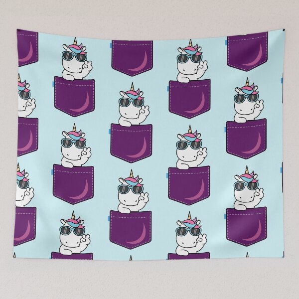 Item preview, Cute Pocket Unicorn Kawaii Fantasy Illustration designed and sold by Hakubiya.