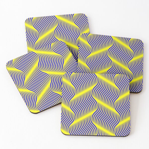 Item preview, Dynamic Flowing Waves of Blue and Yellow Abstract Geometric Pattern Optical Illusions Digital Art designed and sold by Matt_Smith.