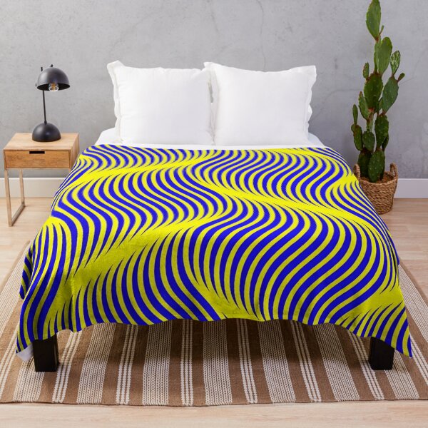 Item preview, Dynamic Flowing Waves of Blue and Yellow Abstract Geometric Pattern Optical Illusions Digital Art designed and sold by Matt_Smith.