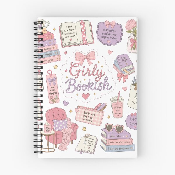 Item preview, Cute Girly Bookish Coquette Romance Reader Doodle Set designed and sold by GROOVY SOUL.