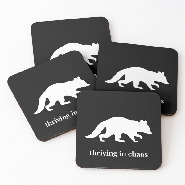 Item preview, Thriving in Chaos – Minimalist Raccoon Silhouette designed and sold by Soulink-Studio.
