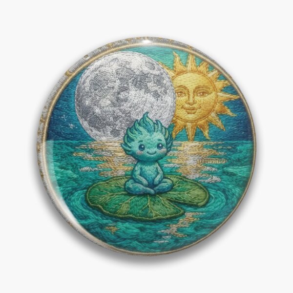Item preview, Cute Forest Spirit Meditating on Lily Pad Celestial Embroidered Patch designed and sold by Azurart2.