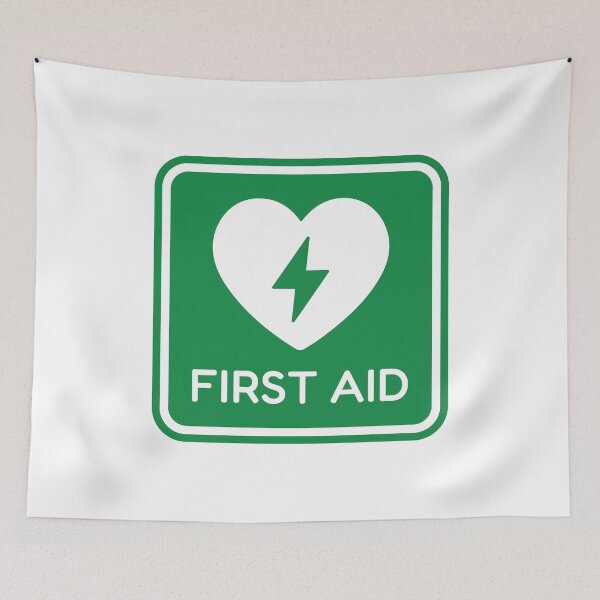 Item preview, First Aid Heart Defibrillator Emergency Sign designed and sold by VectorForge Studio.