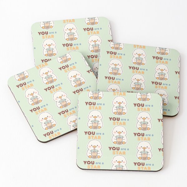 Item preview, You Are A Star Cute Kawaii Duck Sipping Boba Tea Art designed and sold by Artemis & Woven Collective.