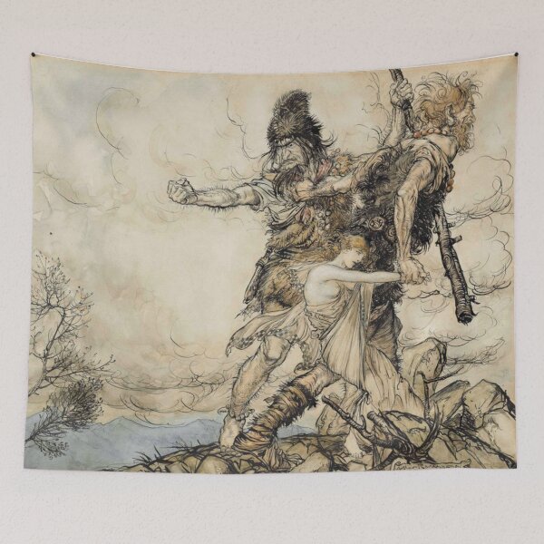 Item preview, Norse Mythology Wall Art, Vintage Arthur Rackham Giants and Freia, Wagner Fantasy Decor for Mythology Lovers designed and sold by RickE.