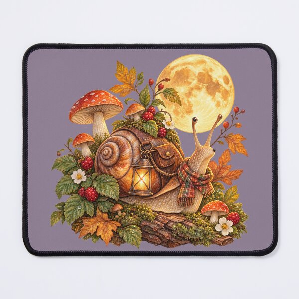 Item preview, Cottagecore Harvest Moon Snail Watercolor Art – Cozy Halloween Garden Print designed and sold by MagicMakerPh.