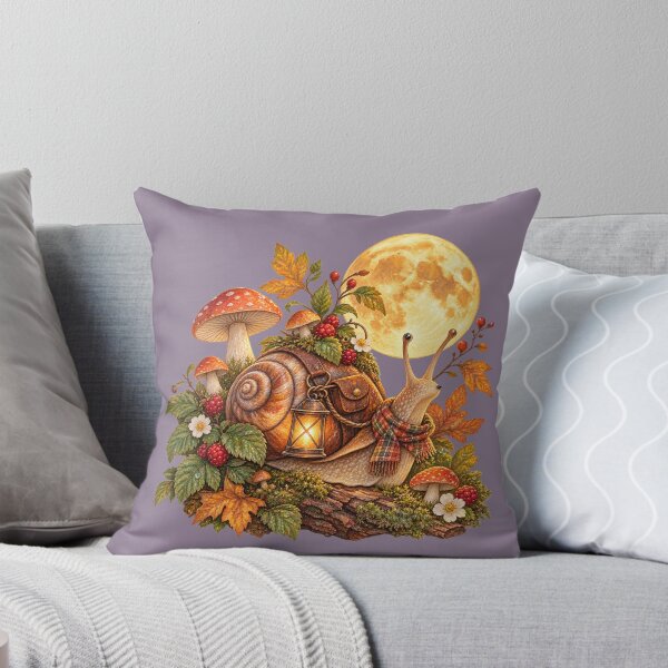 Item preview, Cottagecore Harvest Moon Snail Watercolor Art – Cozy Halloween Garden Print designed and sold by MagicMakerPh.