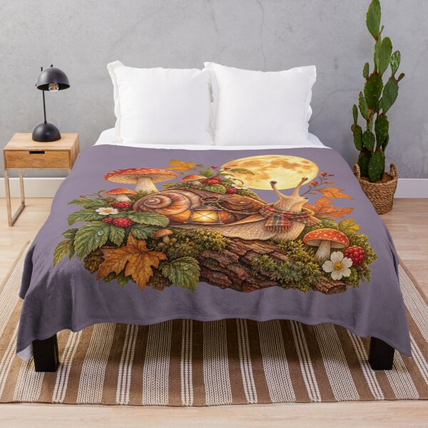 Item preview, Cottagecore Harvest Moon Snail Watercolor Art – Cozy Halloween Garden Print designed and sold by MagicMakerPh.