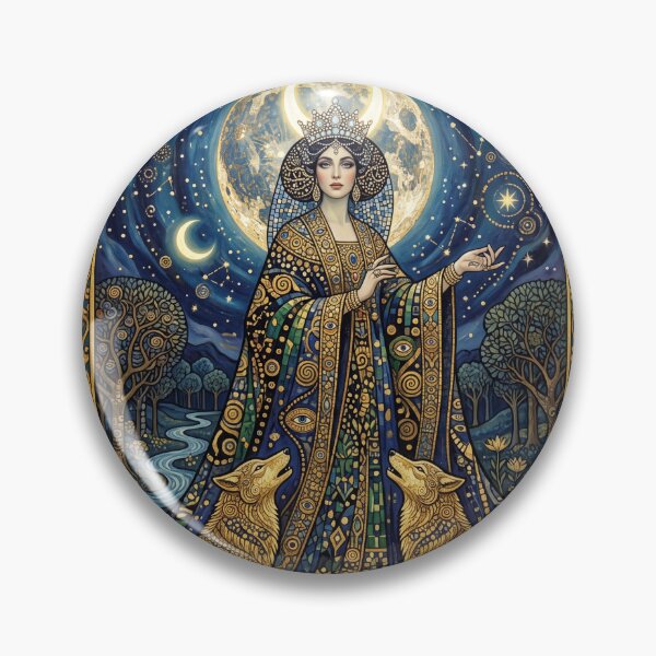 Item preview, XVIII The Moon Tarot Card Gold Mosaic Secessionist Aesthetic designed and sold by Ada’s Mystic Atelier .