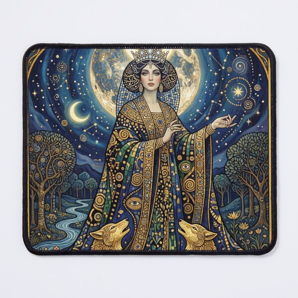 Item preview, XVIII The Moon Tarot Card Gold Mosaic Secessionist Aesthetic designed and sold by Ada’s Mystic Atelier .