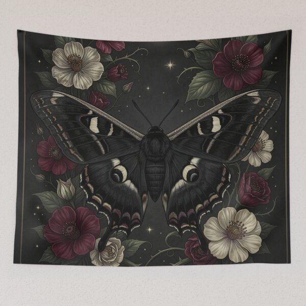 Item preview, Gothic Moth Garden | Dark Botanical Fantasy designed and sold by JanjjaSoulInk.