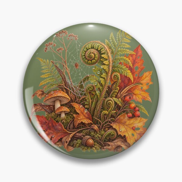 Item preview, Cottagecore Fern & Autumn Leaves Watercolor Art – Cozy Halloween Print designed and sold by MagicMakerPh.