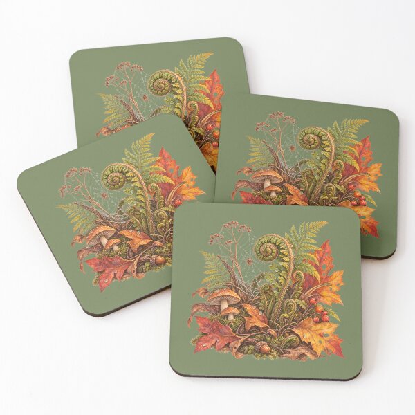 Item preview, Cottagecore Fern & Autumn Leaves Watercolor Art – Cozy Halloween Print designed and sold by MagicMakerPh.