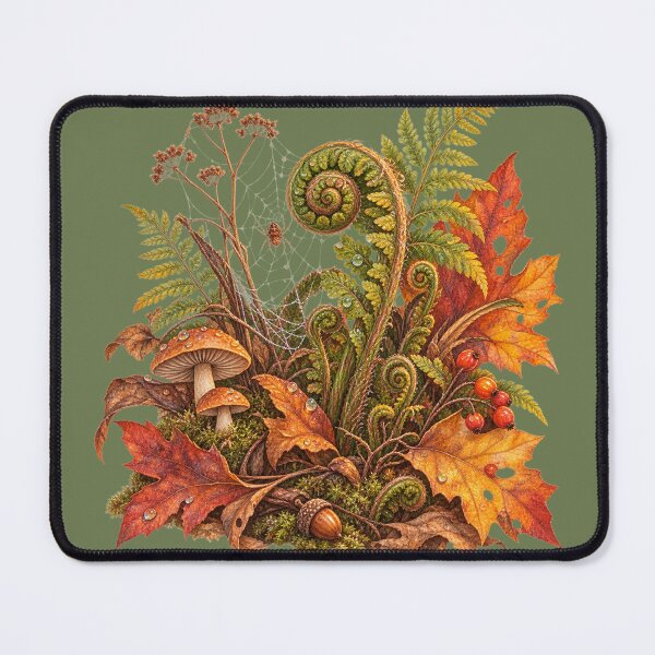 Item preview, Cottagecore Fern & Autumn Leaves Watercolor Art – Cozy Halloween Print designed and sold by MagicMakerPh.