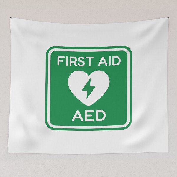 Item preview, First Aid AED Heart Defibrillator Sign designed and sold by VectorForge Studio.