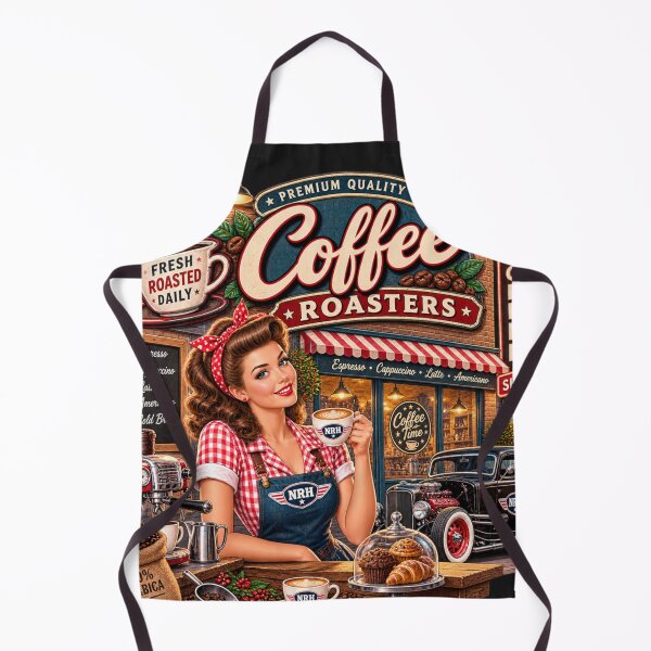 Item preview, NRH Premium Quality Coffee Roasters Fresh Roast Daily Pinup Hot Rod Vintage Coffee Shop Sign designed and sold by Normandy Road Heritage.