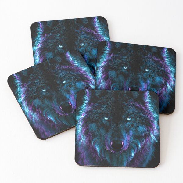 Item preview, Spirit Animal Wolf Neon Blue Purple Night Glow designed and sold by FrostyFrisby.