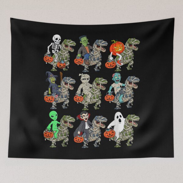 Item preview, halloween skeleton zombie riding mummy t rex vampire boys designed and sold by RebeccaLauren7.