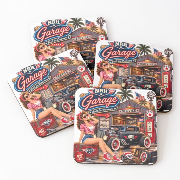 Item preview, NRH Garage Built For Dreamers Hot Rod Service Pinup Girl Vintage Garage Sign 66 designed and sold by Normandy Road Heritage.