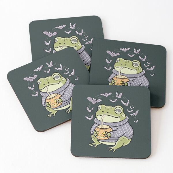 Item preview, Halloween Frog Drinking Pumpkin Spice Latte | Cozy Spooky Cottagecore Frog designed and sold by LeshanArt.