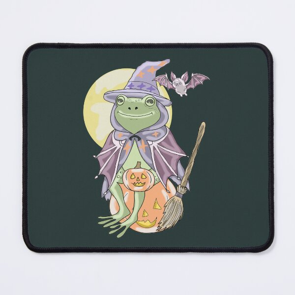 Item preview, Frog Witch on Pumpkin Cute Halloween Cottagecore Bat designed and sold by LeshanArt.