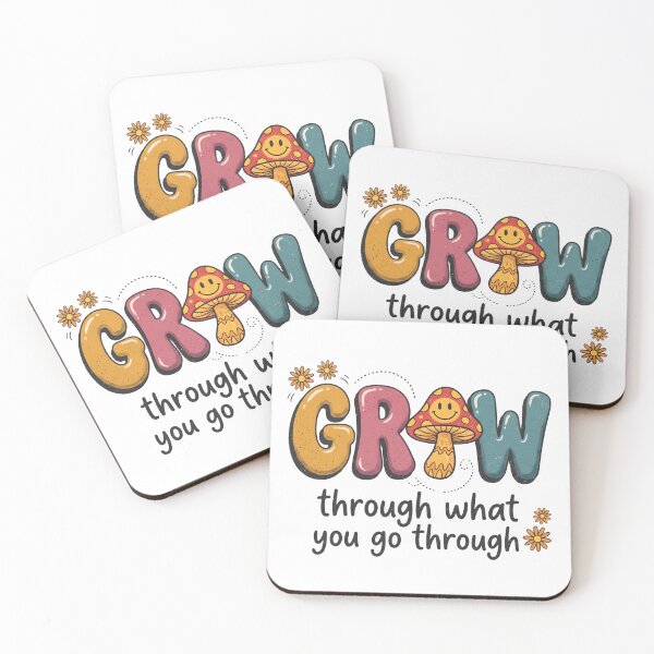 Item preview, Grow Through What You Go Through – Inspirational Mushroom Floral Quote designed and sold by StickerNestYou.