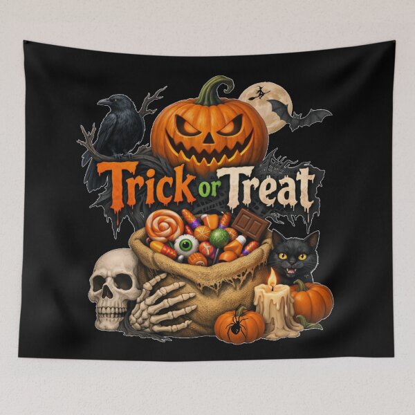 Item preview, Vintage Spooky Trick or Treat Halloween Candy Bag designed and sold by DeliaDesignsCo.
