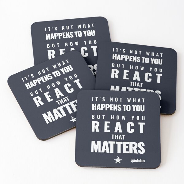 Item preview, It's Not What Happens to You But How You React That Matters - Epictetus - Bold Stoic Motivational Quote - Light Version designed and sold by Stoic Core.