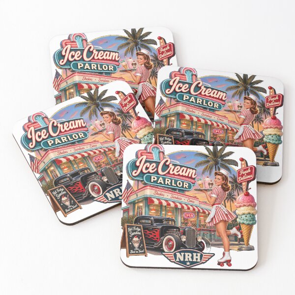 Item preview, NRH Ice Cream Parlor Fresh Delicious Shakes Sundaes Cones Hot Rod Vintage Ice Cream Shop Sign designed and sold by Normandy Road Heritage.