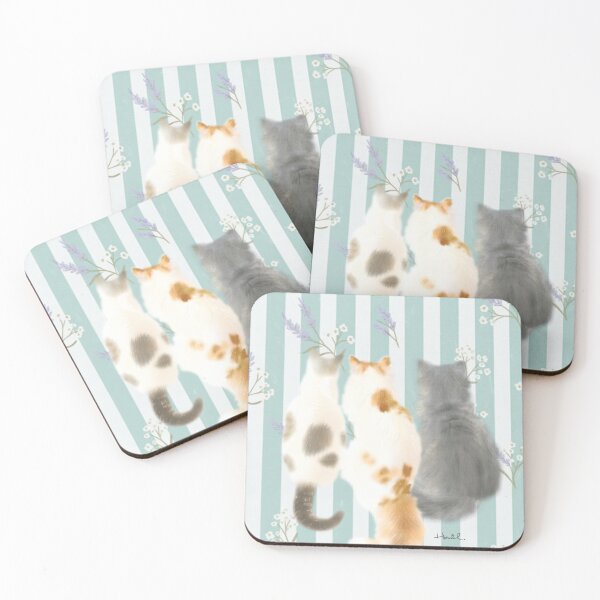 Item preview, Three Cats Back View in Floral Garden designed and sold by hanielmeowtrait.
