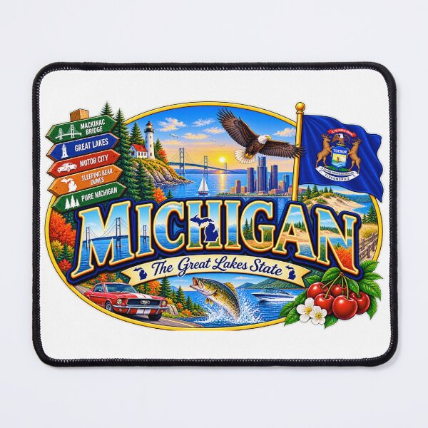 Item preview, Michigan Great Lakes State Travel Doodle designed and sold by Awarrie.