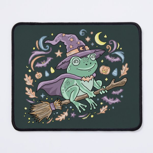 Item preview, Frog Witch Riding Broomstick Cute Kawaii Aesthetic Cottagecore Halloween designed and sold by LeshanArt.