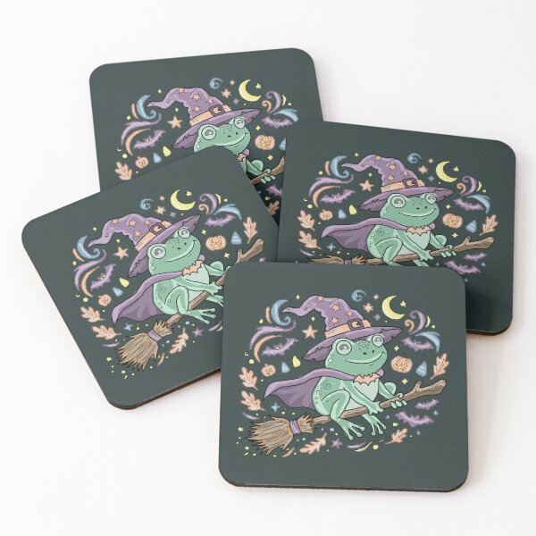 Item preview, Frog Witch Riding Broomstick Cute Kawaii Aesthetic Cottagecore Halloween designed and sold by LeshanArt.