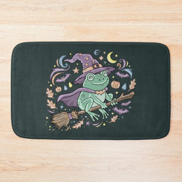 Item preview, Frog Witch Riding Broomstick Cute Kawaii Aesthetic Cottagecore Halloween designed and sold by LeshanArt.