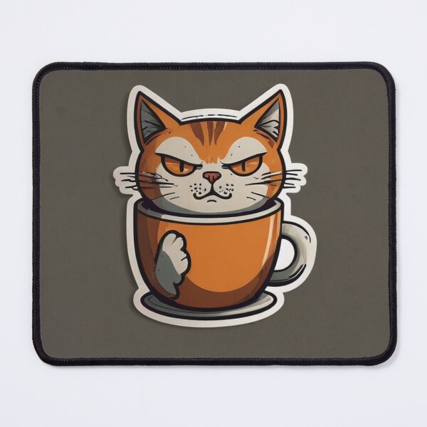 Item preview, Powered By Caffeine And Cat Hair Sticker | High Contrast Vector Anime Print designed and sold by Joy-boy-op.
