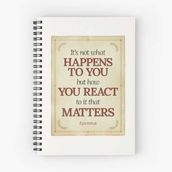 Item preview, It's not what happens to you but how you react to it that matters - Epictetus - Elegant Script Stoic Quote - Roman Red Version designed and sold by Stoic Core.