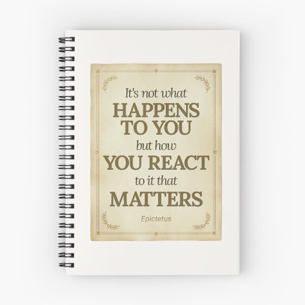 Item preview, It's not what happens to you but how you react to it that matters - Epictetus - Elegant Script Stoic Quote - Black and Gold Version designed and sold by Stoic Core.