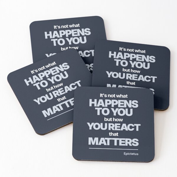 Item preview, It's Not What Happens to You But How You React That Matters - Epictetus - Minimalist Style Stoic Quote - Light Version designed and sold by Stoic Core.