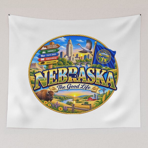 Item preview, Nebraska Good Life Travel Doodle designed and sold by Awarrie.