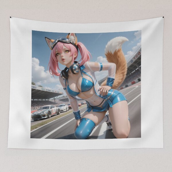 Item preview, Pink Hair Fox Girl Car Racing Anime  designed and sold by Killington.