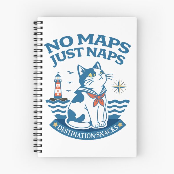 Item preview, Retro Sailor Cat & Lighthouse – Funny Nautical Cat Art_WH designed and sold by AckeeWolf.