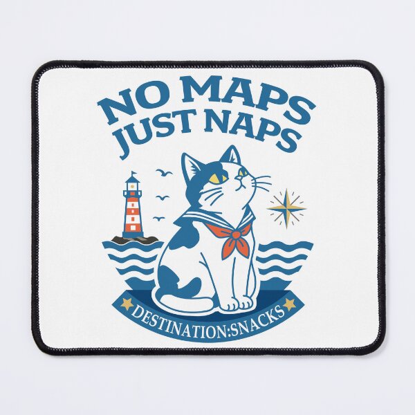 Item preview, Retro Sailor Cat & Lighthouse – Funny Nautical Cat Art_WH designed and sold by AckeeWolf.